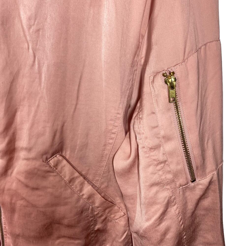 Love Tree Shiny Zip Up Bomber Jacket Pink Sheen Womens Size Large - Picture 5 of 15